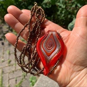 🌷3 for$25🌷Unbranded, US OS, Orange & Bronze Murano Style Glass Pendant